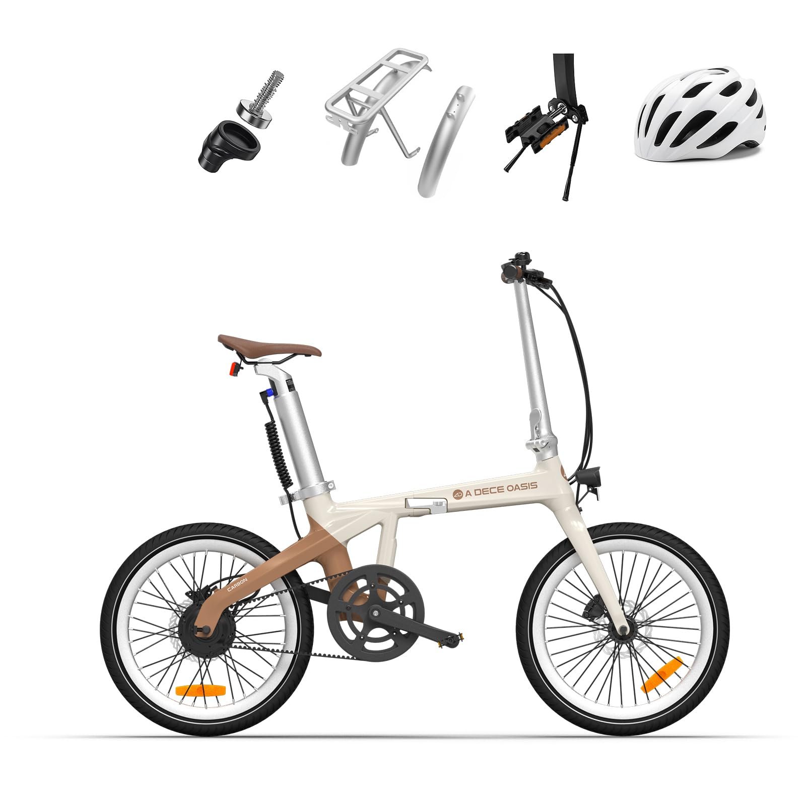 61jhLKdg85L A Dece Oasis ADO Air Carbon E-Bike mit Riemenantrieb – Carbon City-E-Bike 14,5 kg, GPS, ADO App, IPS-Display, Weiß - Image 1